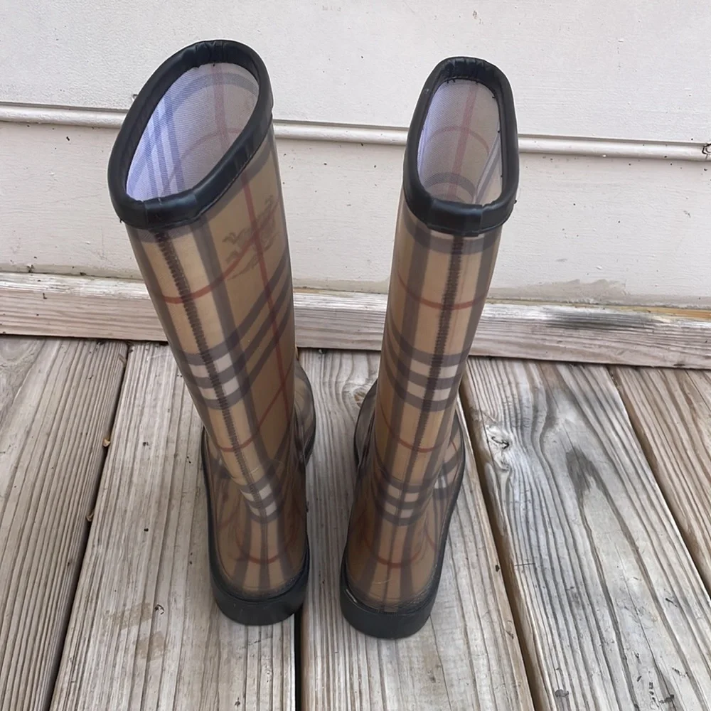BURBERRY Rain Boots Tall Classic Check Haymarket Size EUR 36